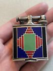 Art Deco Clark Lighter Sterling Silver Enamel Black Blue Red Green 1927 Motif