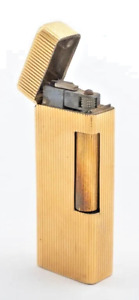 Vintage Cartier Rollagas Dunhill Style 18K 750 Yellow Gold Lighter Ribbed Design