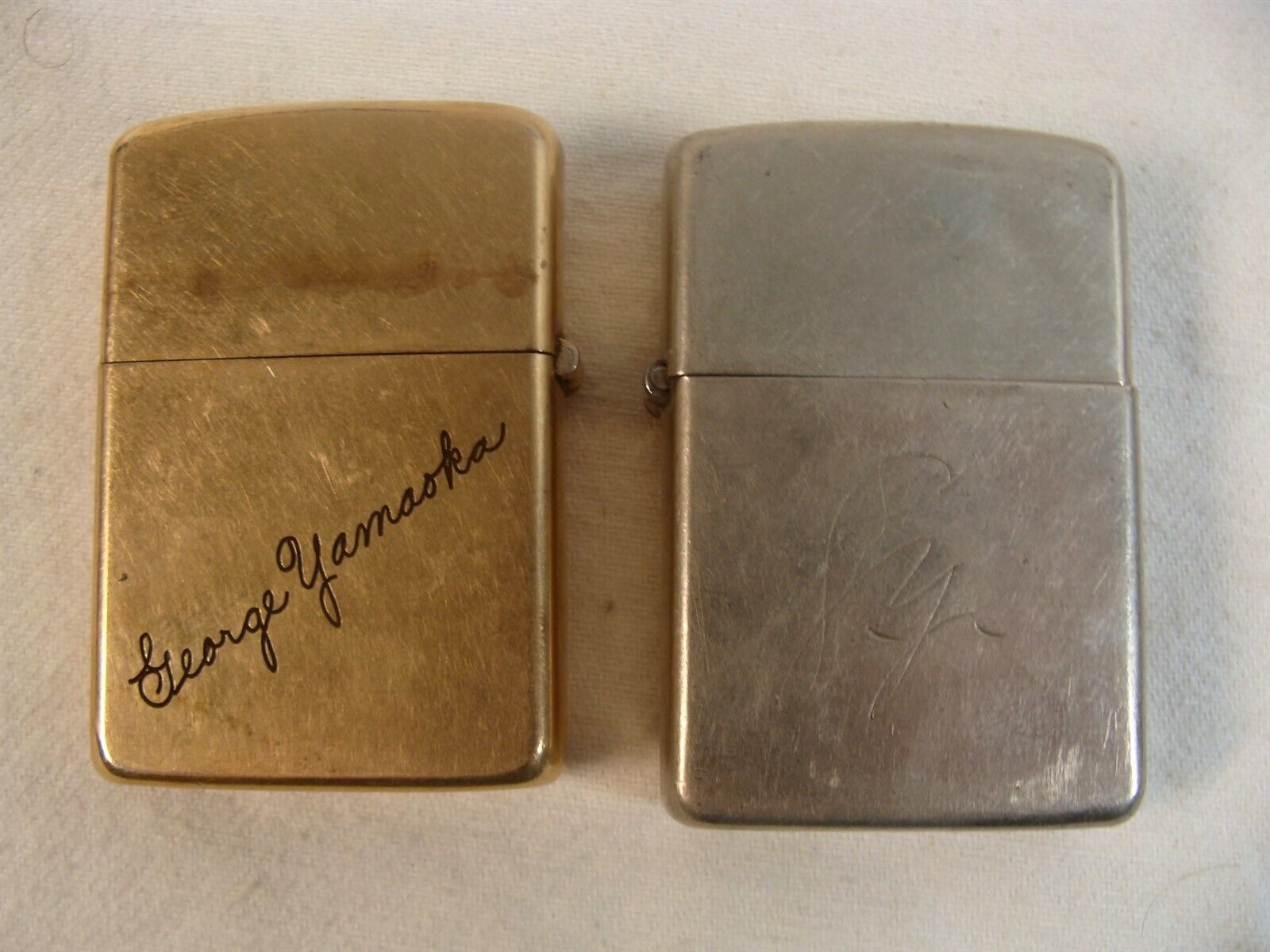 2 Vintage Zippo Lighters George Yamaoka 10K GF