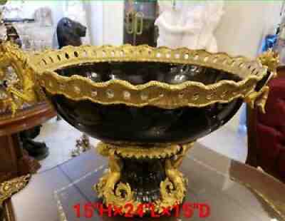 Antique French cobalt porcelain bronze dorâ??e c