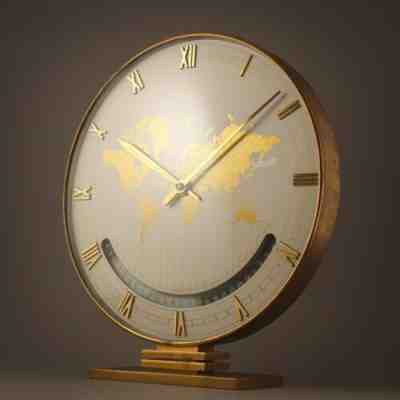 â°Large Eames Mid Century Modern Kienzle World Time Zone Brass Clock Germany 1960