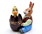 French Limoges Easter Bunny with Easter Egg with Chicken Trinket Box. Hand Made