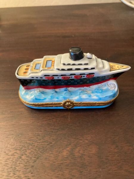 Luxury Yacht Cruise Ship Limoges Box w/ Life Saver (Artoria)