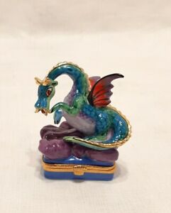 Peint Main Limoges France Dragon Artoria Trinket Box Limited Edition 84/1000