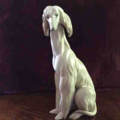 Large LLADRO AFGHAN Hound Dog Seated # 1069 Retired Spain 11 3/4