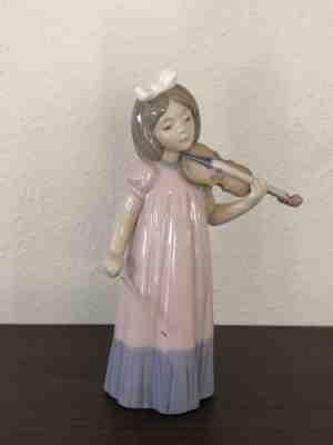 NAO by Lladro Girl With Violin 1034 Porcelain Figurine
