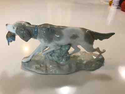 Retired LLADRO / NAO  1980 HUNTING DOG W/QUAIL 