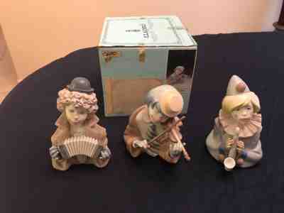 Lladro Musical Clown Set #5585 ‘Fine Melody’, #5586 ‘Sad Note’, #5600 ‘The Blues