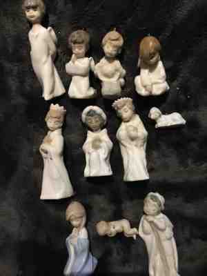 LLADRO PORCELAIN SPAIN 11 ORNAMENTS ANGELS NATIVITY HOLY FAMILY KINGS ETC,