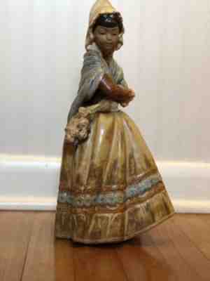 Rare Lladro Retired Figurine 3505 - Country Girl With Flowers - Gres