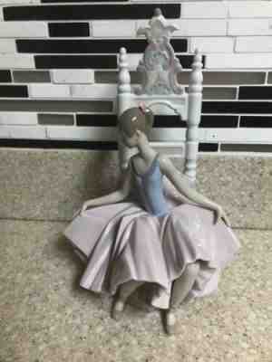 Lladro Retired After The Show Sitting Ballerina Dancer #6484 Porcelain Figurine