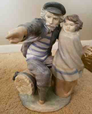 Lladro Nao Sea captain and boy looking out to sea 