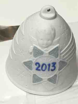 Lladro RETIRED 2013 Christmas Bell Ornament White Blue / New in Box