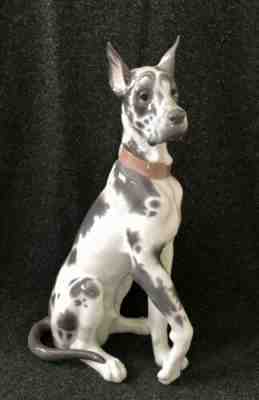 LLADRO PORCELAIN GREAT DANE DOG 6558 RETIRED 18.5