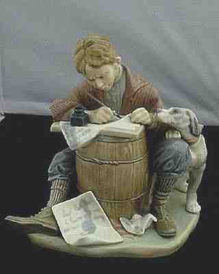 LLADRO LOVE LETTER,***RARE, MINT RARE NORMAN ROCKWELL COLLECTION