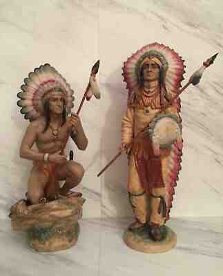2 RARE LLADRO Statues INDIAN CHIEF #102/3000  & PROUD WARRIOR #164/3000 Signed