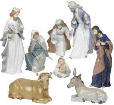 Lladro Nao by Lladro Nativity Set Figurines -Porcelain Christmas Set Ornament 