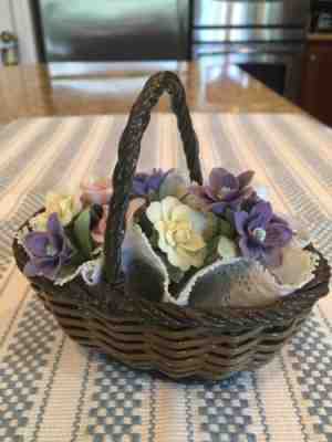 Lladro 1553 Small Brown Flower Basket - Perfect Condition - RARE