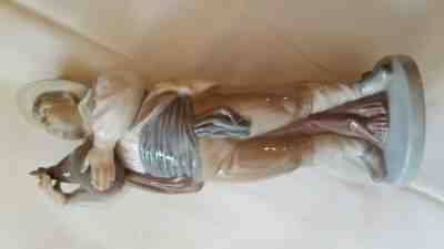 Lladro Gres Finish Figurine 4154 Man W/ Wine Skin Excellent Condition