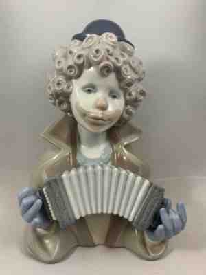 LLADRO FINE MELODY # 5585 MUSICAL CLOWN BUST w/ ACCORDION