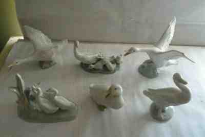 VINTAGE GROUPING OF 6 LLADRO & NAO PORCELAIN DUCKS