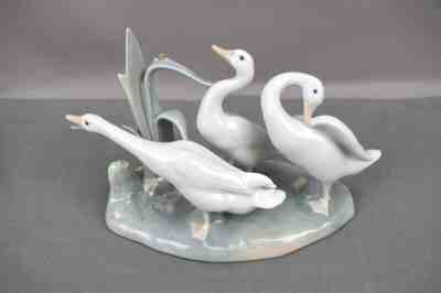 Lladro 3 Geese Group Snail Reeds 4549 Figurine 