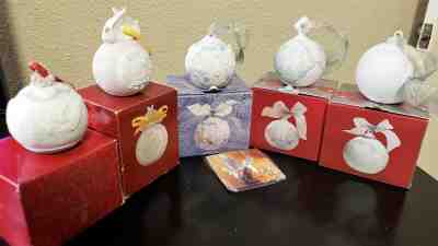 Set of 5 Lladro Christmas Ball Porcelain Ornaments 2002-2006 EC