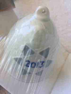 Lladro RETIRED 2013 Christmas Bell Ornament White Blue New in Gift Box