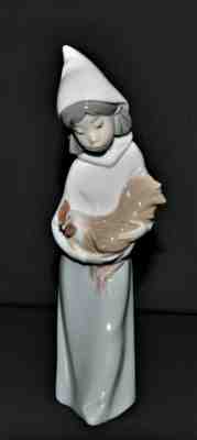 Lladro figurine - girl holding chicken 8 inches high