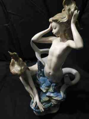 Lladro 1349 Mermaids Playing Glased Retired Perfect Condition 