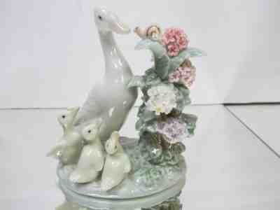 LLADRO GEESE GOSLINGS SNAIL #1439 FINE GLAZED FIGURINE 4 3/4” H W/ BOX XLNT COND