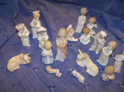 Lladro 17 Pc Miniature Nativity Set/Ornaments Missing Manger  EUC Wonderful