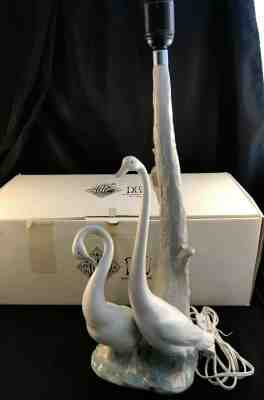 RARE!! MIB LLADRO NAO 0056 GROUP OF GEESE DUCKS GOOSE LAMP -- WORKS w THE BOX!