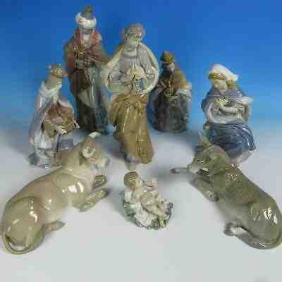 Lladro Porcelain - 8 Tall Christmas Nativity Figurines - Complete 1400 Group
