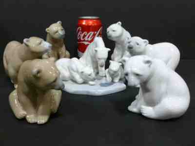 LLADRO  BIG FAMILY ASSORTED 7 POLAR BEAR(WHITE BROWN) SETS #1443 ETC...HQ 6869