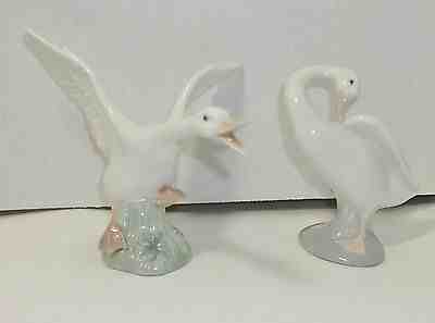 Lladro Lot Pair 2 Porcelain Goose Geese Figurines 4553 1265 