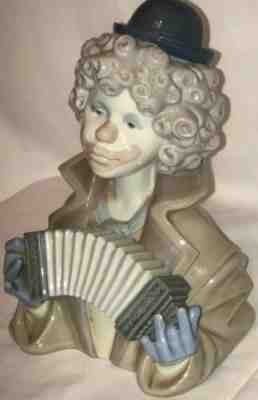 Lladro Figurine FINE MELODY CONCERTINA CLOWN HEAD BUST  #5585 Mint !