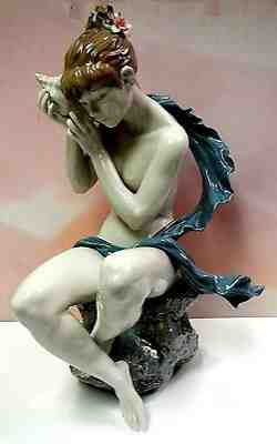 RETIRED WHISPERS FROM THE SEA - WOMAN ON ROCK FIGURINE BY LLADRO #8691