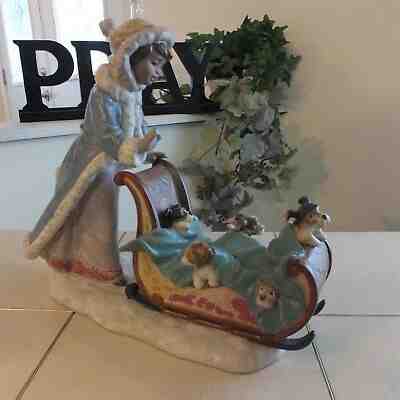 LLADRO # 2234 PLAYFUL PUSH STUNNING GRES FINISH MINT CONDITION FAST SHIPPING!!!