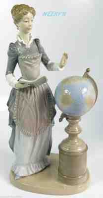 Lladro # 5209 ~ SCHOOL MARM ~ Teacher W/Globe  *** Mint ***  