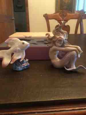 Lladro Sea Legend Mermaid and Fish Gift Set NIB #7802
