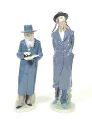 Lladro Rabbi Statue Set No.6290 + No.345 Nao Spain Judaica Jewish Figure