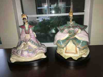 LLADRO GRES PORCELAIN FIGURINES ASIAN EMPRESS AND EMPEROR RETIRED - Mint