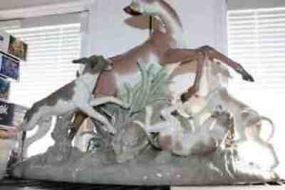 Huge Lladro Porcelain Buck Hunters Deer Dogs Hounds Limited Edition #388 w Cert.