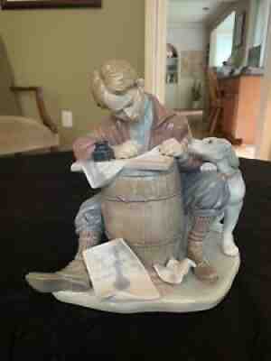 LLADRO Norman Rockwell â??Love Letter" Figurine #1406 - Missing Pen - Orig Box