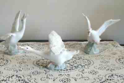 SET OF 3 VINTAGE LLADRO GEESE FIGURINES -1263, 1264 & 1265 FROM SPAIN