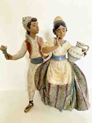 Lladro Boy w Flowers Courting Girl Large Gres Figurine