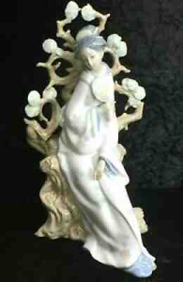 Lladro Geisha sitting top on a tree Retired