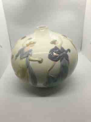 Lladro GRECIAN DANCERS Round Glazed LARGE VASE -- WHITE Daisa 1988! #01005623.3