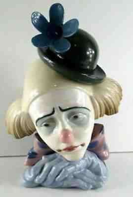 Retired Lladro Daisa Clown Bust Porcelain Pensive Sad 1981 Spain 10.5 Tall #5130